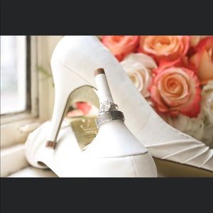 Adrianna Papell Farrel Ivory Satin Peep Toe Heel